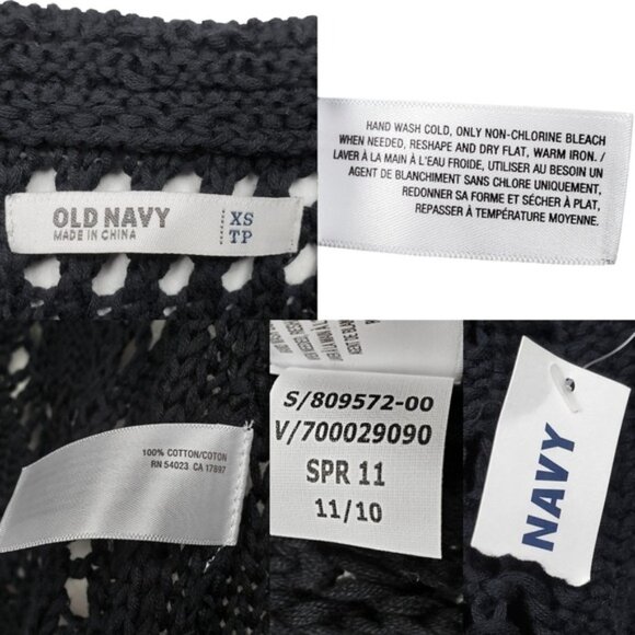 Old Navy Womens Sleeveless Black Crochet Knit Cardigan Sweater Vest Size XS NWT - Picture 8 of 8